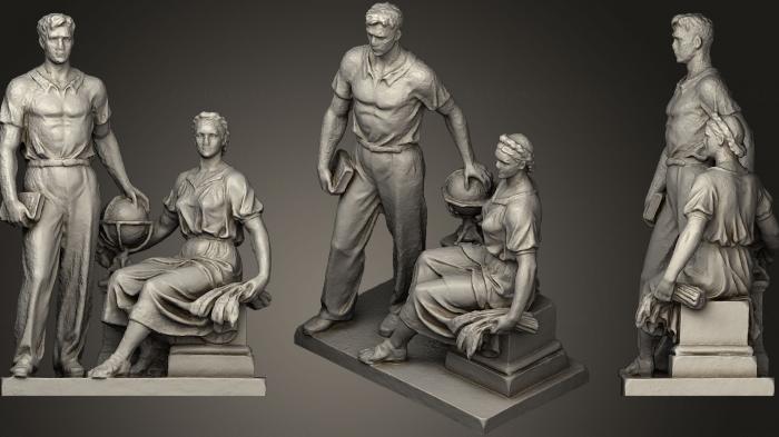 نموذج ثلاثي الأبعاد لآلة CNC تماثيل الناس رجل مع امرأة